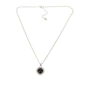 Colleen Lopez Black Onyx Cabochon and White Topaz Gold-tone Pendant 18"
